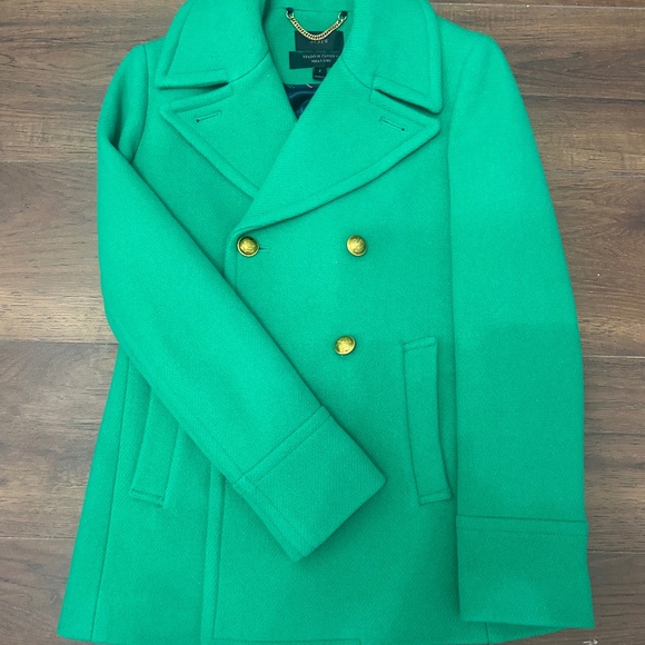 J Crew Bright Green Stadium Cloth coat - Picture 4 of 4